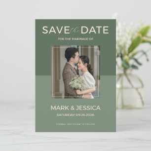 Reserva La Fecha Boda de doble felicidad Verde Salvia