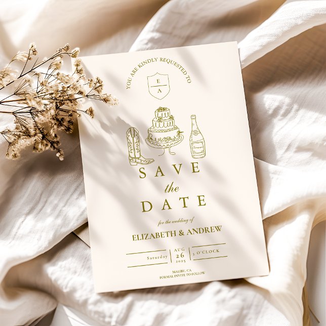 Reserva La Fecha Boda de Doodle Occidental de Hand Drake (Subido por el creador)
