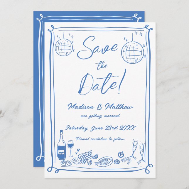 Reserva La Fecha Boda De Doodles De Crítica De Mano Rara A Mano Rar (Anverso / Reverso)