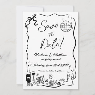 Reserva La Fecha Boda de Doodles de Garganta de Ilustraciones dibuj