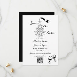 Reserva La Fecha Boda de Doodles de Ilustraciones negros dibujados