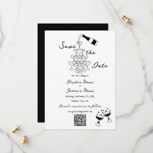 Reserva La Fecha Boda de Doodles de Ilustraciones negros dibujados 
