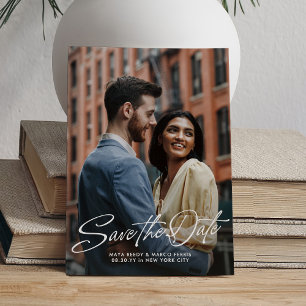 Reserva La Fecha Boda de dos fotos con letra elegante