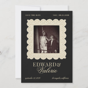 Reserva La Fecha Boda de encaje de foto de dinero antiguo vintage 2