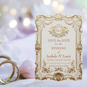 Reserva La Fecha Boda de encaje francés elegante rococó de lujo