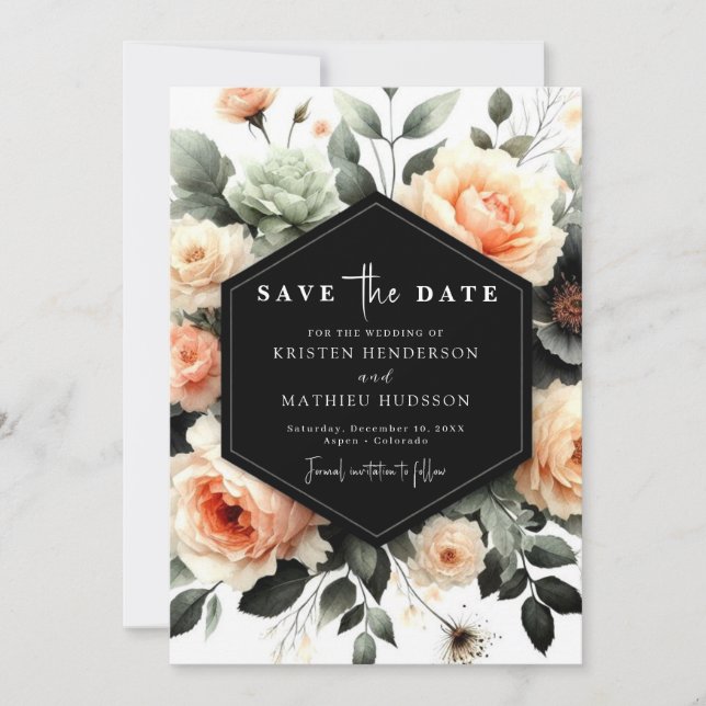 Reserva La Fecha Boda De Engranaje Elegante Ligero (Anverso)