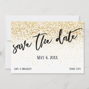 Reserva La Fecha Boda de escritura a mano Casual Gold Confetti
