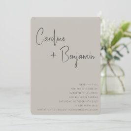 Reserva La Fecha Boda de escritura de Boho Taupe Rustic Moderno Sim