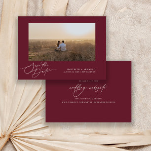 Reserva La Fecha Boda de escritura moderna página web Burgundy Phot