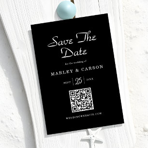 Reserva La Fecha Boda de escritura romántica minimalista Sleek Blac