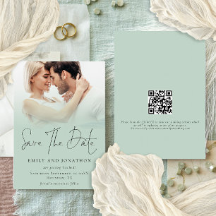Reserva La Fecha Boda de escritura verde QR Sage de fotografía mode