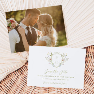 Reserva La Fecha Boda de Escudo de Flor silvestre Pastel caprichoso