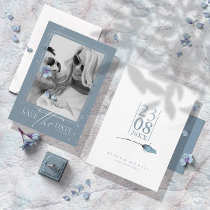 Reserva La Fecha Boda de espárragos florales Dusty Blue V2 ID889