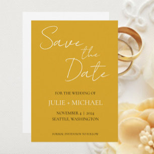 Reserva La Fecha Boda de estilo simple amarillo dorado