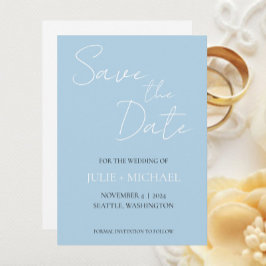 Reserva La Fecha Boda de Estilo Simple Azul Claro
