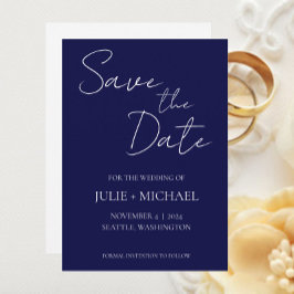 Reserva La Fecha Boda de estilo simple azul marino