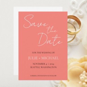 Reserva La Fecha Boda de estilo simple coral