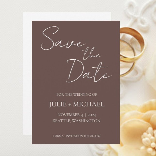 Reserva La Fecha Boda de Estilo Simple Taupe (In Situ Wedding)