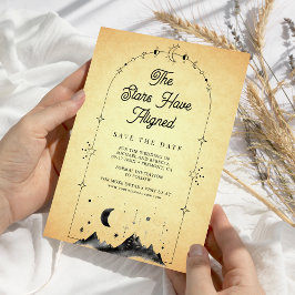 Reserva La Fecha Boda de estrellas celestes vintage creciente luna