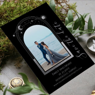 Reserva La Fecha Boda de estrellas de luna mística de color negro p