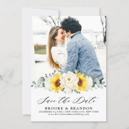 Reserva La Fecha Boda de Eucaliptos Florales de Marfil de Sunflower