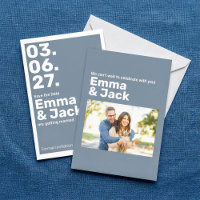 Boda de fecha vertical azul moderno