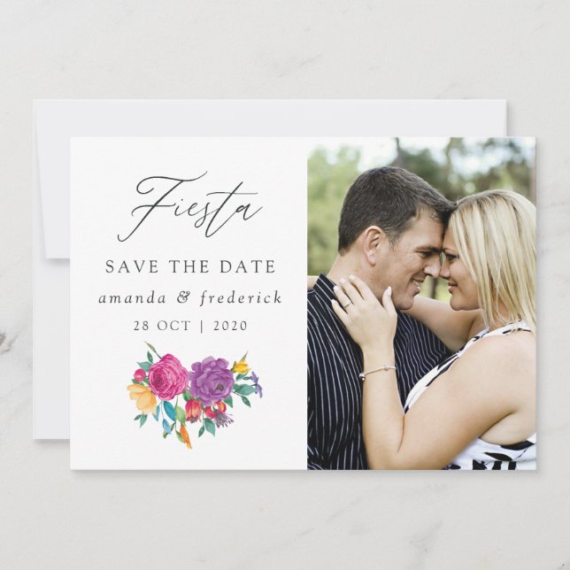 Reserva La Fecha Boda de fiesta floral acuarela (Anverso)
