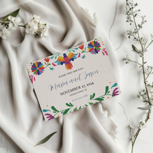Reserva La Fecha Boda de Fiesta Floral Colorida de Arte Popular Mex