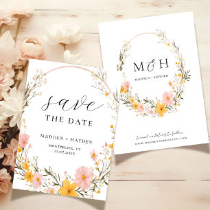 Reserva La Fecha Boda de Flor Silvestre Rustic Neutral Boho Floral