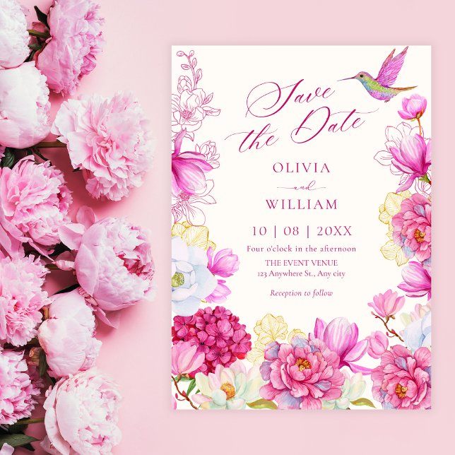 Reserva La Fecha Boda de floración floral rosa (Subido por el creador)
