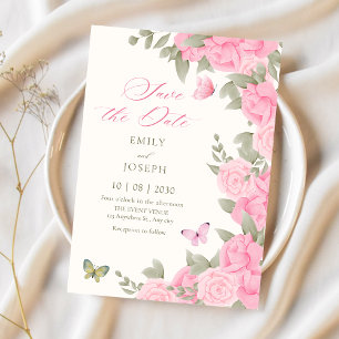 Reserva La Fecha Boda de floración floral rosa