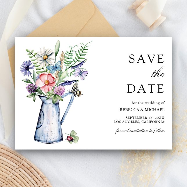 Reserva La Fecha Boda de Floral Rustica Boho Wildflower (Subido por el creador)