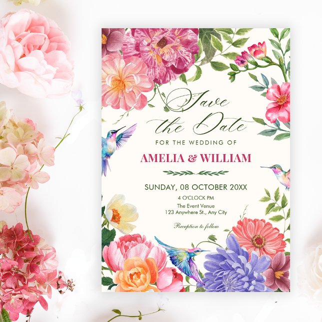 Reserva La Fecha Boda de florecimiento floral artístico (Subido por el creador)