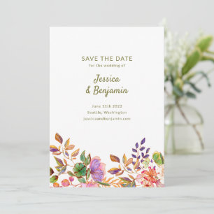 Reserva La Fecha Boda de flores acuarela coloridas minimalistas