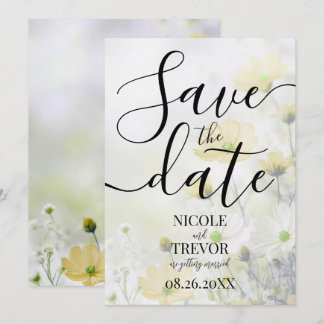 Reserva La Fecha Boda de flores amarillas delicadas personalizadas