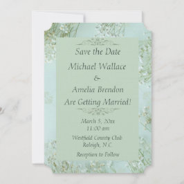 Reserva La Fecha Boda de flores blancas Verde azuladas Pastel Guard