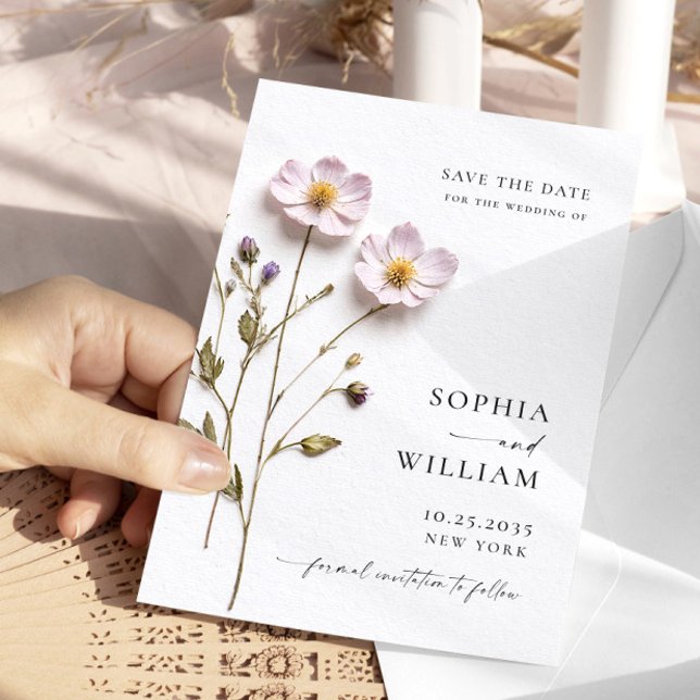 Reserva La Fecha Boda de flores boho pastel impresas con elegancia (Subido por el creador)