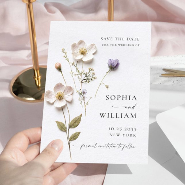 Reserva La Fecha Boda de flores boho pastel impresas con elegancia (Subido por el creador)