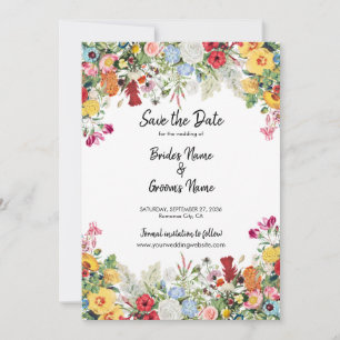 Reserva La Fecha Boda de Flores Coloridas del Jardín Floral
