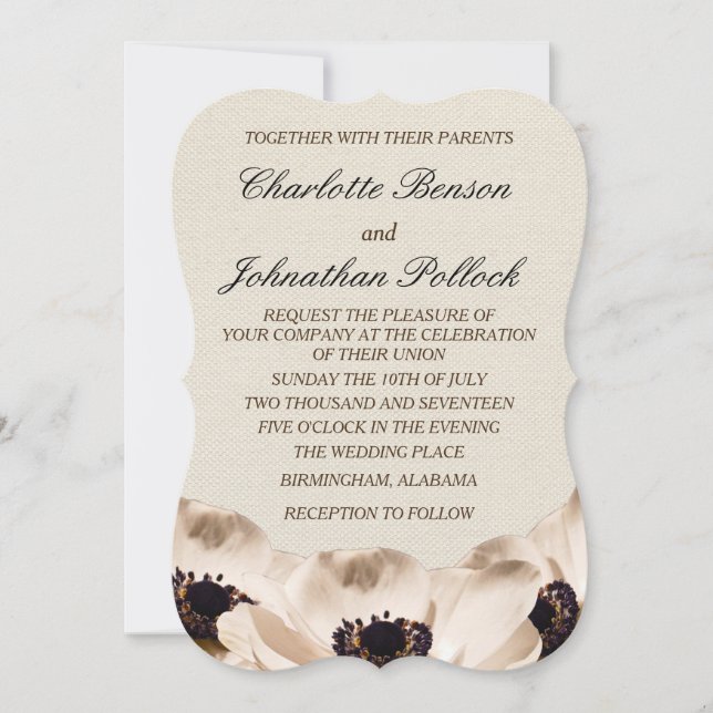 Reserva La Fecha Boda de Flores de Anémona Blanca Clásica (Anverso)