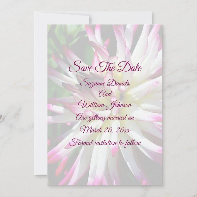 Reserva La Fecha Boda de flores de Dahlia (Anverso)