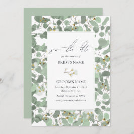 Reserva La Fecha Boda de flores de flores de agua eucalipto de vege