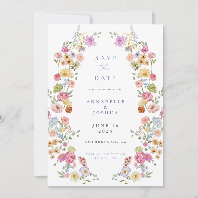 Reserva La Fecha Boda de flores de jardín suave salva la fecha (Anverso)