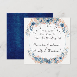 Reserva La Fecha Boda de flores de la cubierta de color de la playa