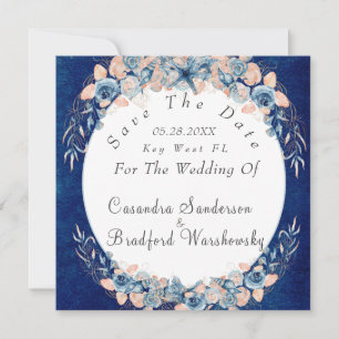 Reserva La Fecha Boda de flores de la cubierta de color de la playa