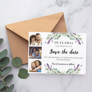 Reserva La Fecha Boda de flores de lavanda colgante fotográfico