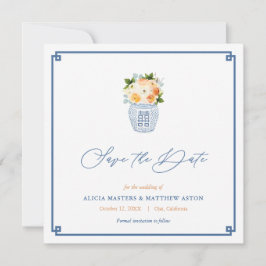 Reserva La Fecha Boda de flores de otoño de Chinoiserie clásica