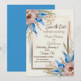 Reserva La Fecha Boda de flores de pasto azul