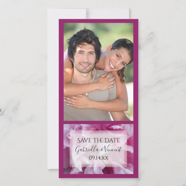 Reserva La Fecha Boda de flores de Peony Rosa Salva la fecha (Anverso)