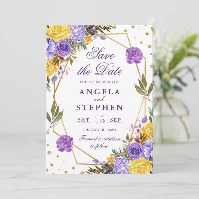 Reserva La Fecha Boda de flores de primavera en acuarela boho con m (Anverso de pie)